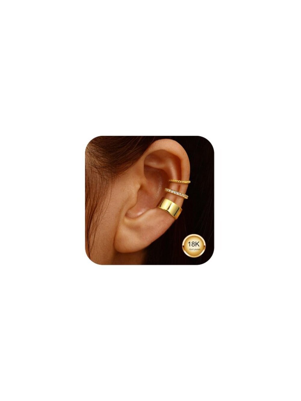 🆕 Gold Ear Cuff Earrings No Piercing Fake Conch Cartilage Helix Earring Stack
